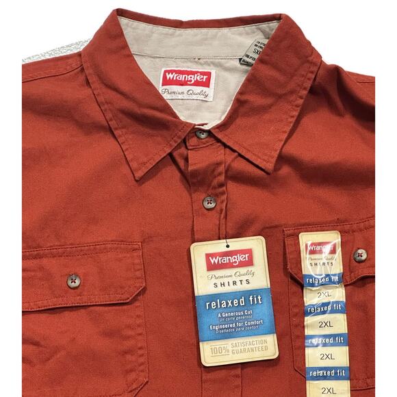 Wrangler Shirt Men's 2XL Outdoor Button Up Relaxed Orange Camping NEW Shirt - Picture 7 of 14
